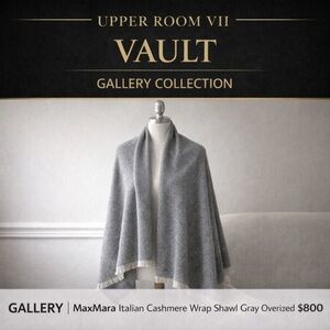 MaxMara Italian Cashmere Wrap Shawl Gray Oversized Luxury.